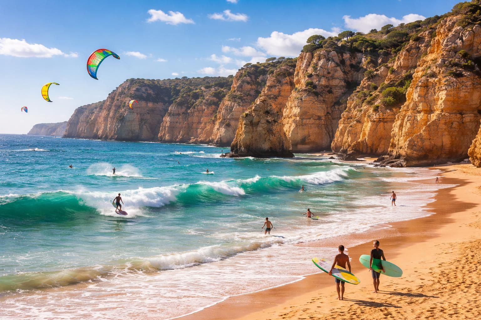 découvrez les loisirs balnéaires au portugal : surf, kitesurf et plages paradisiaques de l'algarve pour des vacances inoubliables au bord de l'océan.